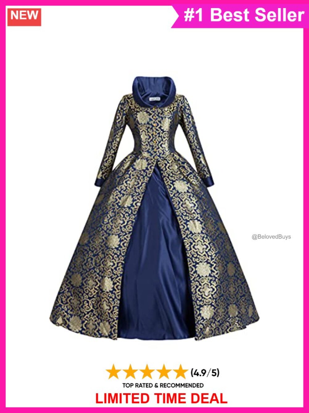 Victorian Renaissance Brocade Ball Gown Long Sleeve